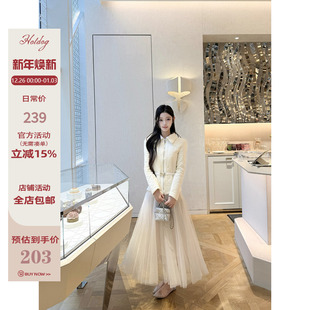 Hotdog 热狗很辣【香纱恋人】杏色半身裙女极简温柔百搭长裙纱裙