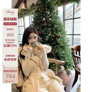 狐狸毛领 Hotdog 90白鸭绒羽绒 北欧凛冬 淡粉色外套 热狗很辣