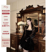 Hotdog 连衣裙 简约高级感显贵女黑色长袖 热狗很辣 天鹅圆舞曲