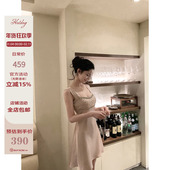 Hotdog 设计感方口领连衣裙女 全手工钉珠 热狗很辣 月光絮语