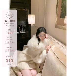 Hotdog 热狗很辣【柔光雪落 8兔毛毛衣】慵懒松弛感白色兔毛毛衣