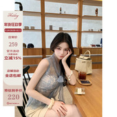 修身 Hotdog热狗很辣 蕾丝织梦 显瘦气质百搭设计感蕾丝绑带上衣