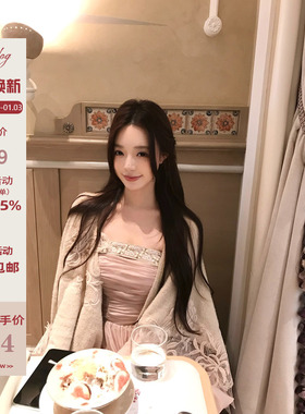 Hotdog热狗很辣【晚秋清霜 新中式抹胸毛衣披肩套装 】披肩连衣裙