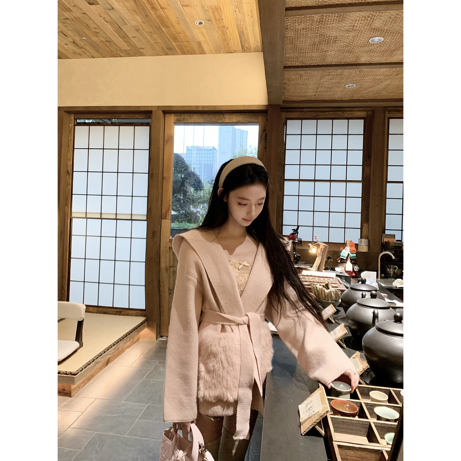 Hotdog热狗很辣双口袋毛呢外套