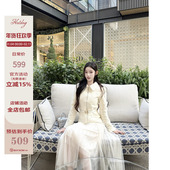 热狗很辣 巴黎奶白 狐狸毛领 Hotdog 温柔气质白色短款 拉链外套