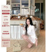 白茶鹭鹭 送腰带 知性气质白色长袖 Hotdog热狗很辣 衬衫