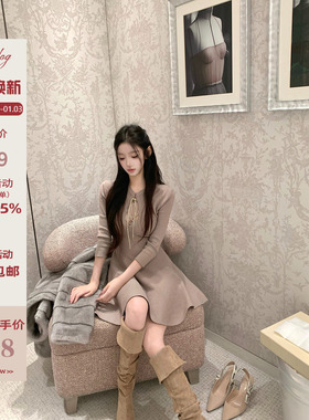 Hotdog 热狗很辣【麦瑟尔千金 双面穿】七分袖双面穿针织连衣裙女