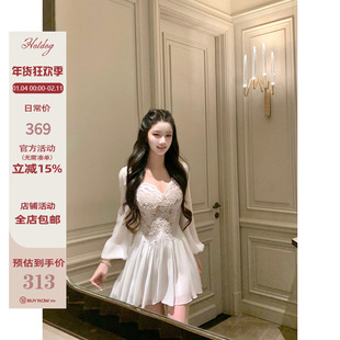 Hotdog 热狗很辣【蕾恋茶歇】纯欲风性感蕾丝连衣裙气质显瘦裙子