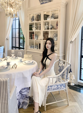 Hotdog 热狗很辣【杜塞画廊】挂脖抹胸连衣裙女气质修身无袖长裙