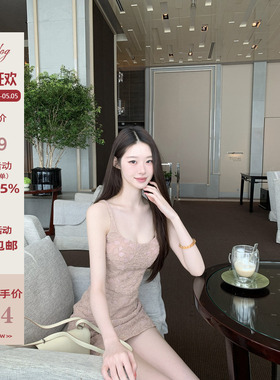 Hotdog 热狗很辣【蕾丝瑰丽】千金名媛风连衣裙女气质蕾丝吊带裙