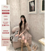 热狗很辣 麦瑟尔千金 双面穿 Hotdog 七分袖 双面穿针织连衣裙女