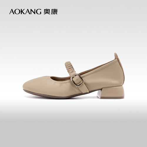 奥康舒适晚晚鞋真皮法式单鞋