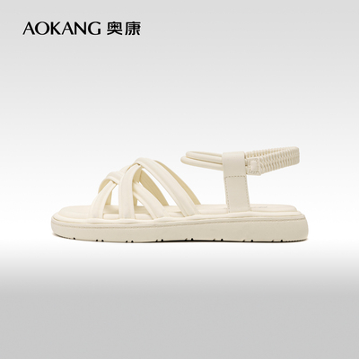 奥康度假风绑带平底舒适凉鞋