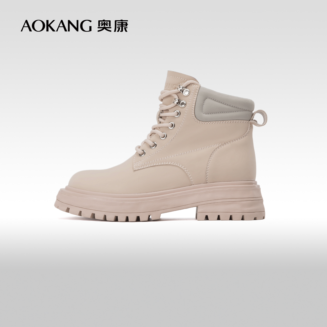 奥康百搭工装靴高帮马丁靴