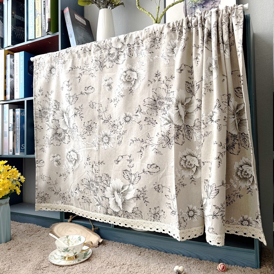 美式复古牡丹花橱柜帘厨房遮挡卫生间小窗帘半截窗帘日式棉麻半帘,居家布艺,成品窗帘,淘宝优惠券,粉丝福利购,淘宝优惠卷