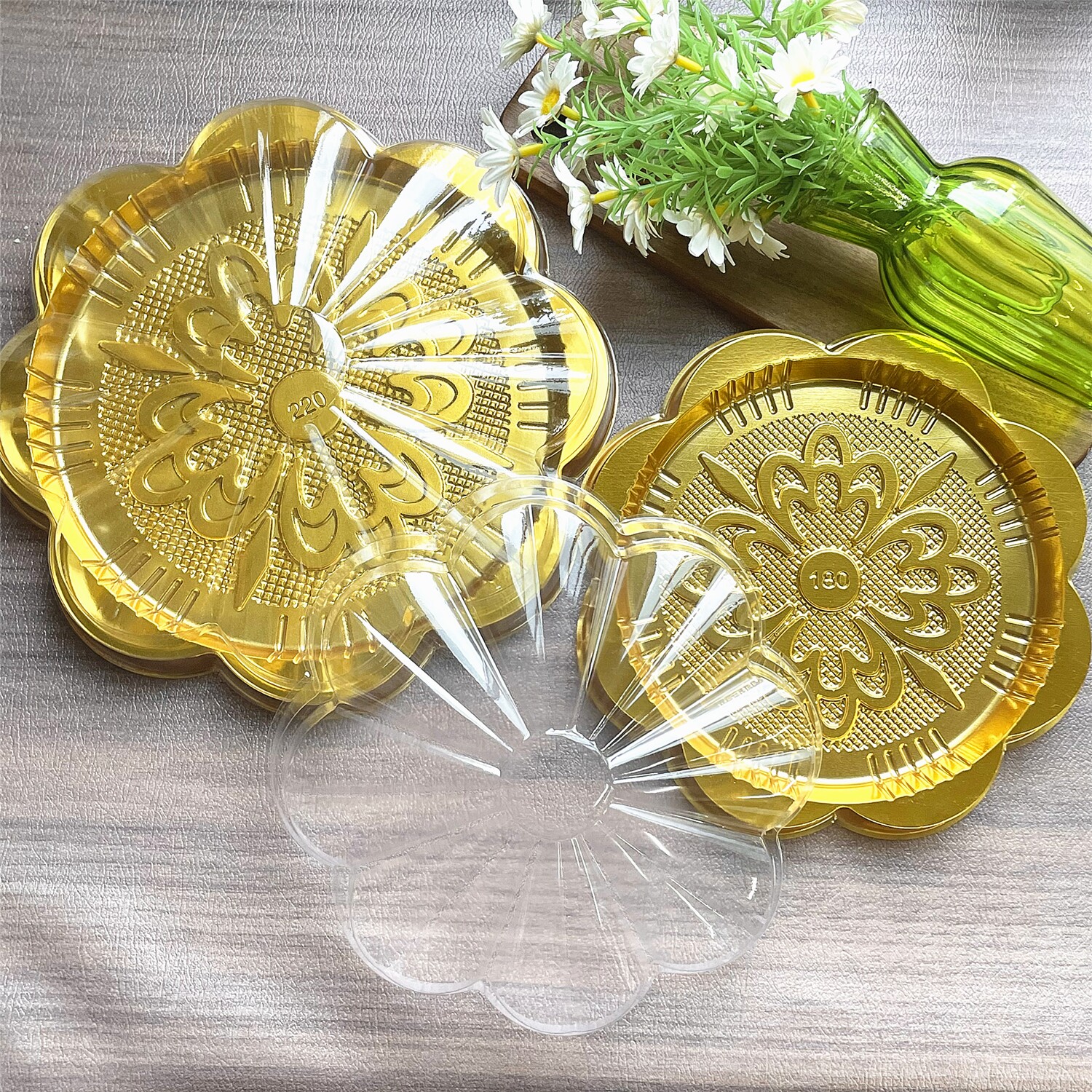 250克梅花天地盖大月饼托盘500克梅花寿桃托盘含盖1000克大饼托盘