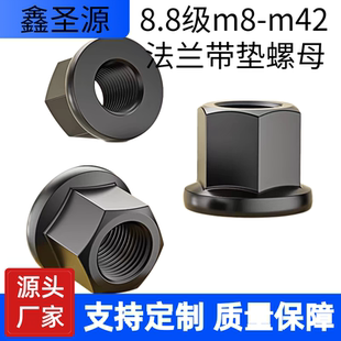 高强8.8级m8-m42法兰带垫螺母正牙法兰螺母反牙带盘螺母压板螺母