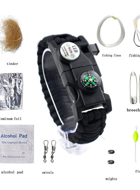 乐道户外用品多功能打火棒手链 工具包套装野营应急钓鱼生存手环