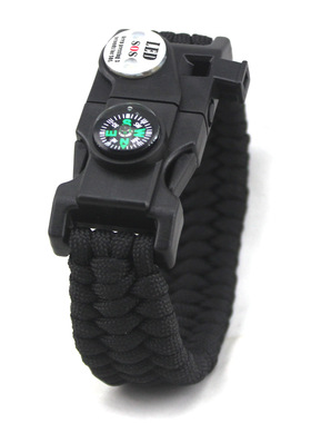 野营生存伞绳手链外贸电商爆款多功能指南针LED灯应急救生手环