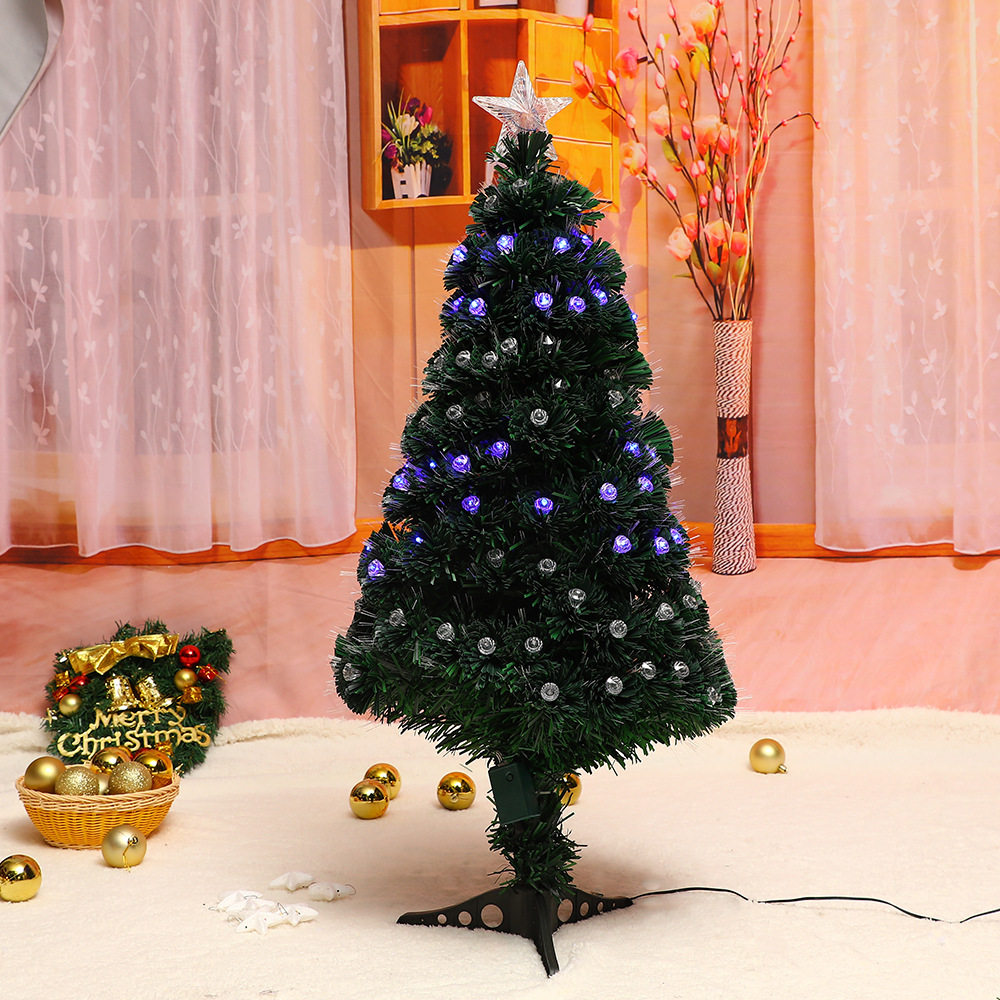 LED圣诞光纤树蓝宝石灯光纤树发光纤圣诞节商城店铺装修