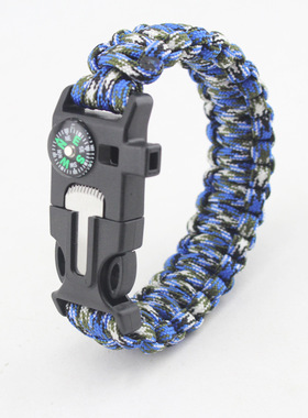 户外口哨七芯伞绳手链 多功能求生应急生存指南针伞绳手链 直销