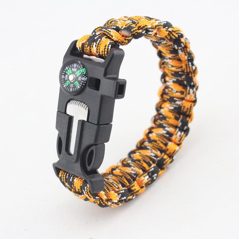现货 户外救生手链 野外生存急救生火手链 /指南针打火石求生手环