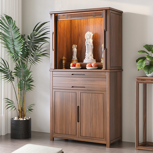 北美黑胡桃木佛龛供桌神台观音菩萨现代高端全实木靠墙家用佛台