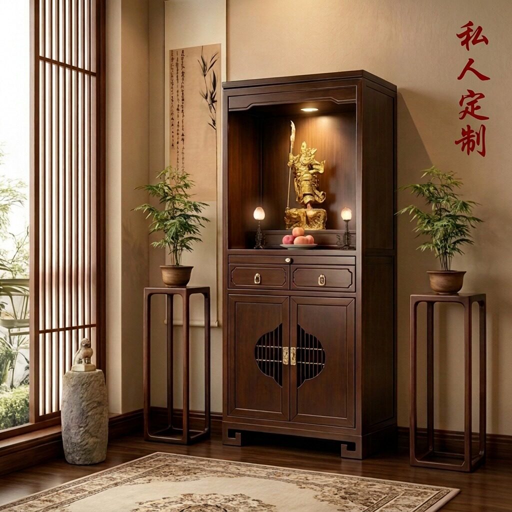 南洋金檀实木轻奢中式佛龛立柜