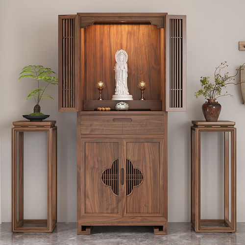 黑胡桃木佛龛新中式立柜佛台菩萨柜子佛柜家用供桌神台财神爷柜子