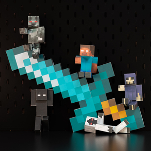 我的世界钻石剑下界合金斧锄镐弓武器手工diy纸模型周边自制玩具