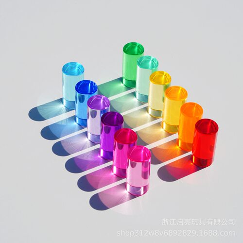 亚克力高透明水晶圆柱积木颗粒儿童叠高高积木现货幼儿园早教批发