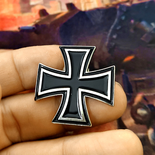 复古铁十字架勋章胸针男士黑色金属装饰别针荣誉徽章配饰