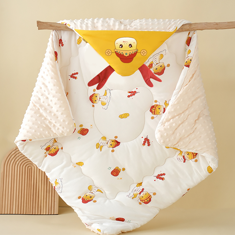 蛇宝宝新生婴儿加厚小抱被初生包被纯棉a类产房包单豆豆绒秋冬季