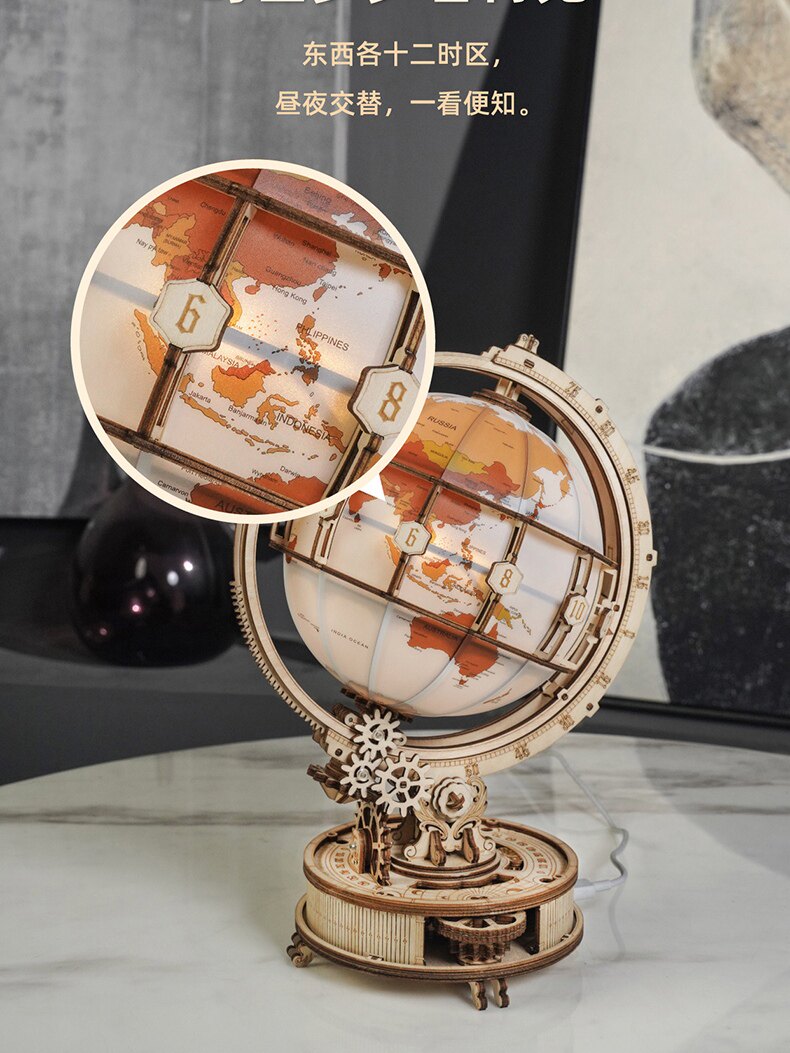 RUOKE 글로브 야간 투시경 램프 3D 입체 퍼즐 퍼즐 빌딩 블록 조립 모델 수제 DIY 장난감 선물