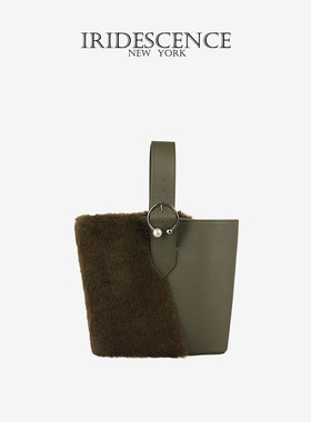 IRIDESCENCE水桶包TEARDROP小众设计师轻奢拼接牛皮单肩斜挎包女