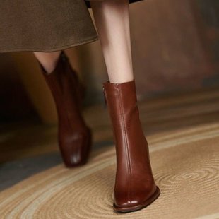 boots women Coarse winter short autumn shoes heeled