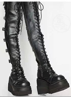 Large size womens waterproof platform heel boots, long boots