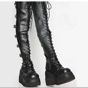 Large size womens waterproof platform heel boots, long boots