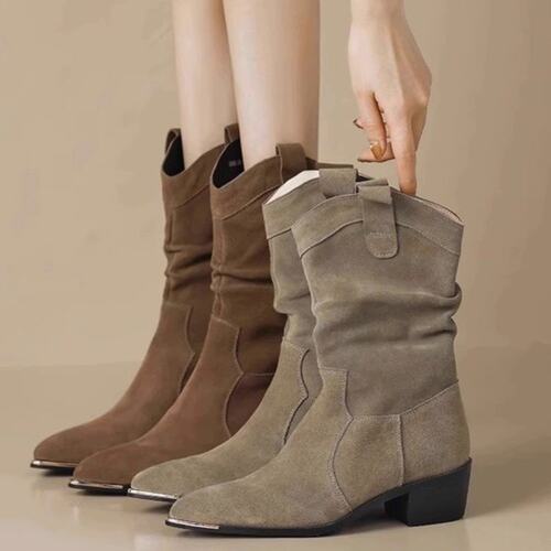 womens fashion sexy thick heeled Western Cowboy Martin Boots