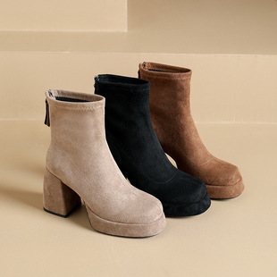 Temperament Coarse heeled Martin boots for women in autumn