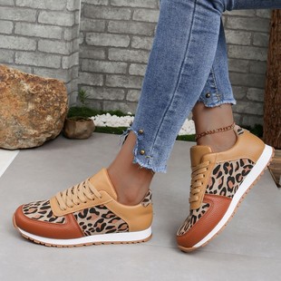 Sports shoes womens plus size thick sole leopard print shoes