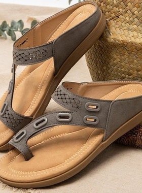 women's Flat bottomed big size flip flops clipped slippers