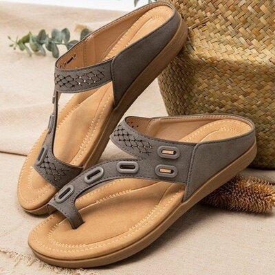 women's Flat bottomed big size flip flops clipped slippers