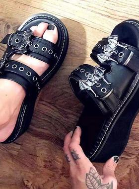 蝙蝠厚底凉鞋拖鞋大码女43 fashion female sandals bat slippers