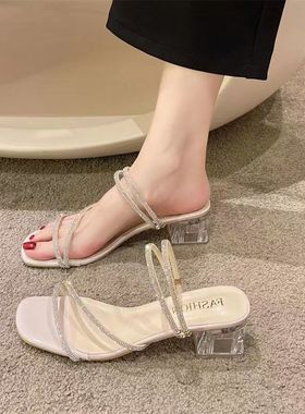 Coarse heeled sandals, women's shoes, summer fairy temperam