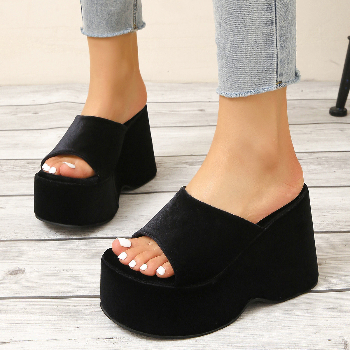 大码42沙滩凉拖鞋厚底凉拖鞋women wedge slippers beach shoes