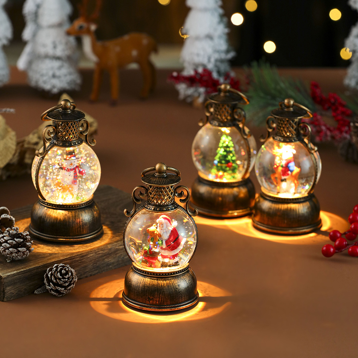 Music, snow Christmas glow, hand-held horse light decoration