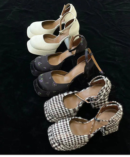 粗跟高跟单鞋玛丽珍鞋women Mary Jane shoes high heel sandals