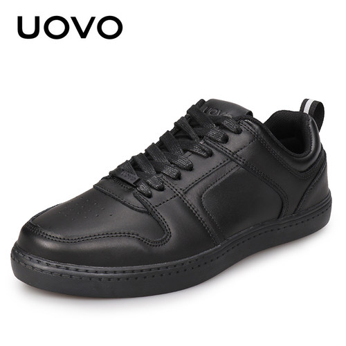 UOVO亲子皮鞋春秋黑色休闲运动鞋