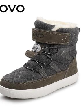 UOVO冬季新款中筒雪地靴儿童防水保暖加厚大棉鞋男童板鞋户外防滑